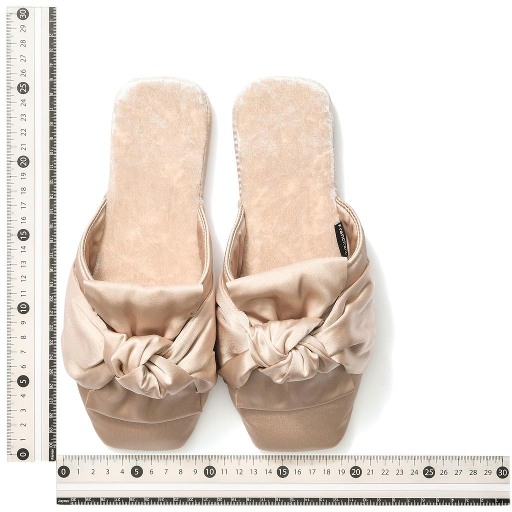 Francfranc Crushed Velvet and Satin Room Beige Shoes,