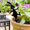 Creative Iron Rabbit Garden Stakes Cartoon Rabbit Black Outdoor Bunny Panel Accessories Yard Art Garden Stake Decoration