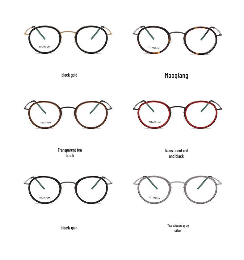 Linde 5805 Oval Titanium and Acetate Fashion Eyeglasses for Women and Men - Retro Business Style
