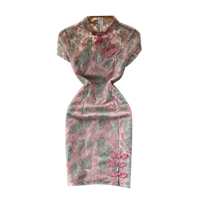 Summer New Arrival Print Dress Short Sleeve Socialite Embroider