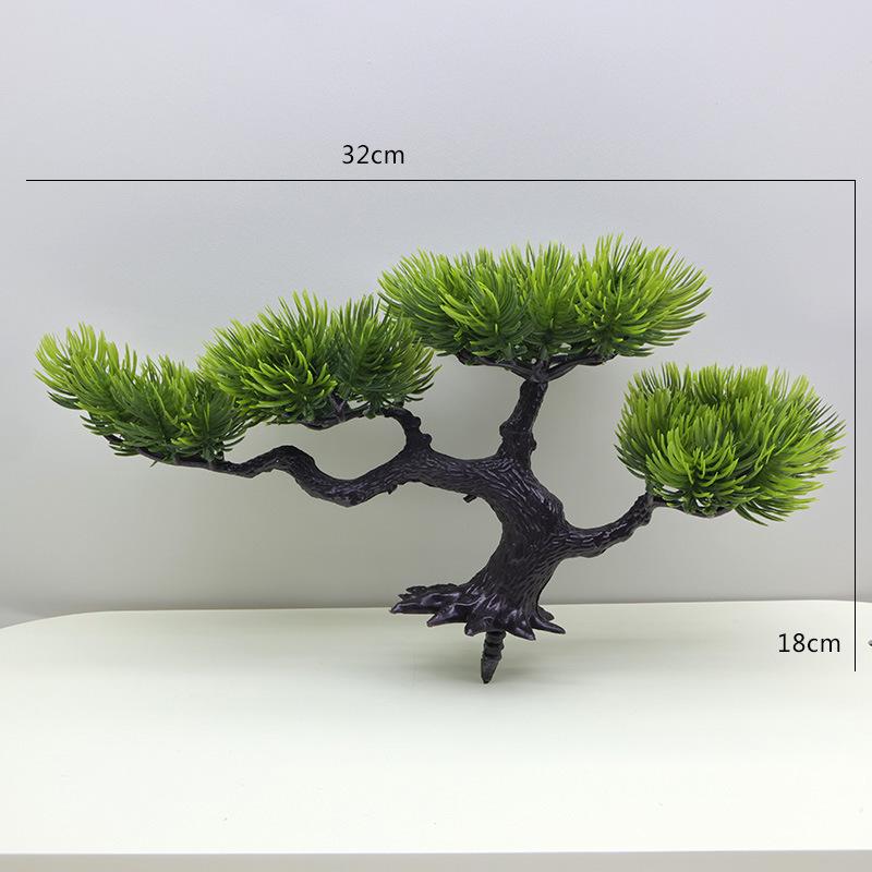 Artificial Pine Bonsai Desktop Decoration - Small Potted Green Plant Ornament for Living Room