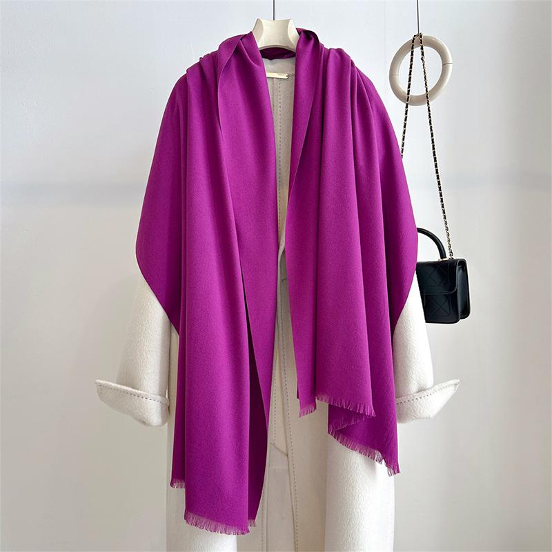 Luxury Winter Cashmere Scarf Women Solid Handkerchief Warm Pashmina Female Shawl Tassel Wrap Soft Pareo Bufanda Scarves Stole