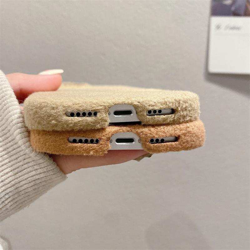 Modische einfarbige Plüsch-Handyhülle für iPhone 15 14 13 12 11 Pro Max X XS XR XS Max 8 7 Plus weiche TPU stoßfeste Abdeckung