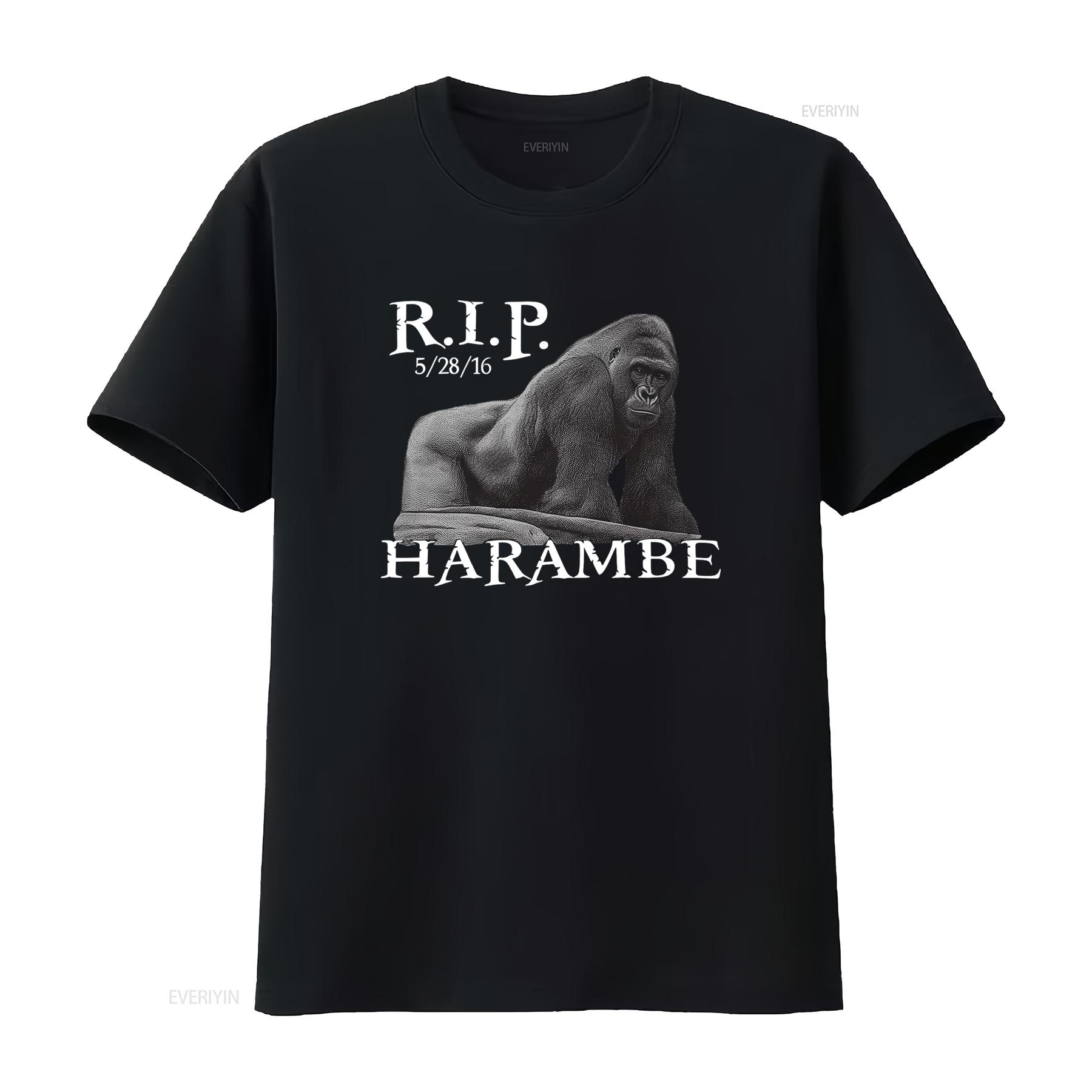 

Harambe the Gorilla RIP Memorial Mens T Shirt 1419 vintage Washed Stylish Casual Stretched Breathable graphic Slightly 4XL