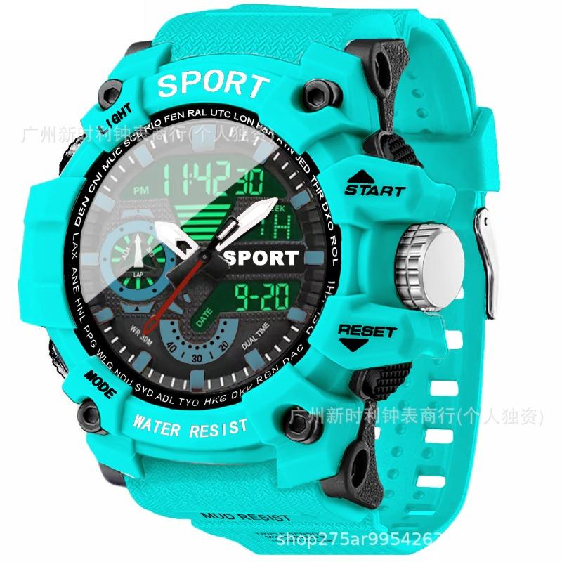 Trendy youth sports watch dual display multi-function cool junior high school students waterproof luminous alarm clock electronic hand by