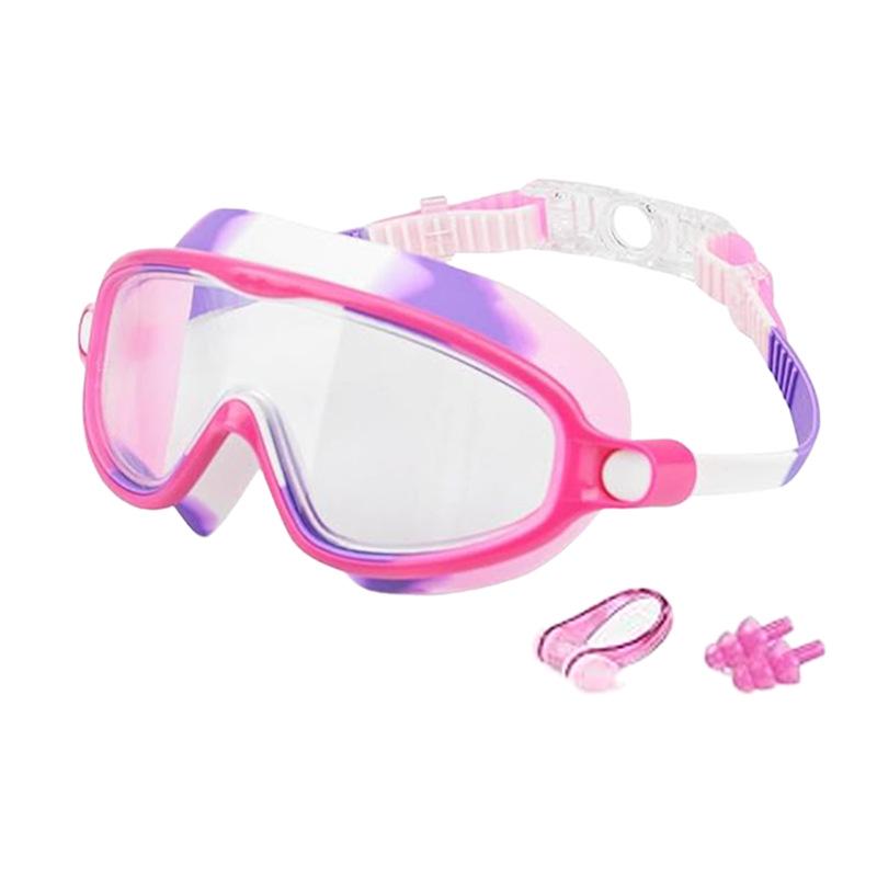 Children's Large Frame Swim Goggles with Nose Cover, Waterproof Anti-Fog, for Boys and Girls