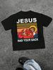 Men's Jesus Devil Has Your Back Graphic Print T Shirt 100% Cotton Tee Streetwear Casual Short Sleeve T Shirt