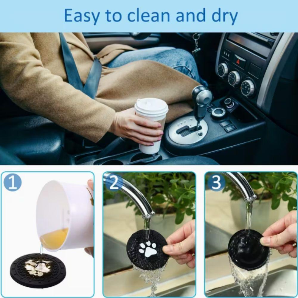 4pcs Paw Print Design Car Cup Holder Coaster Strong Wear-Resistan Universal Cup Mats  Most Cups