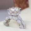 Style Round Antique White Sapphire Silver Plated Engagement Crown Set Ring