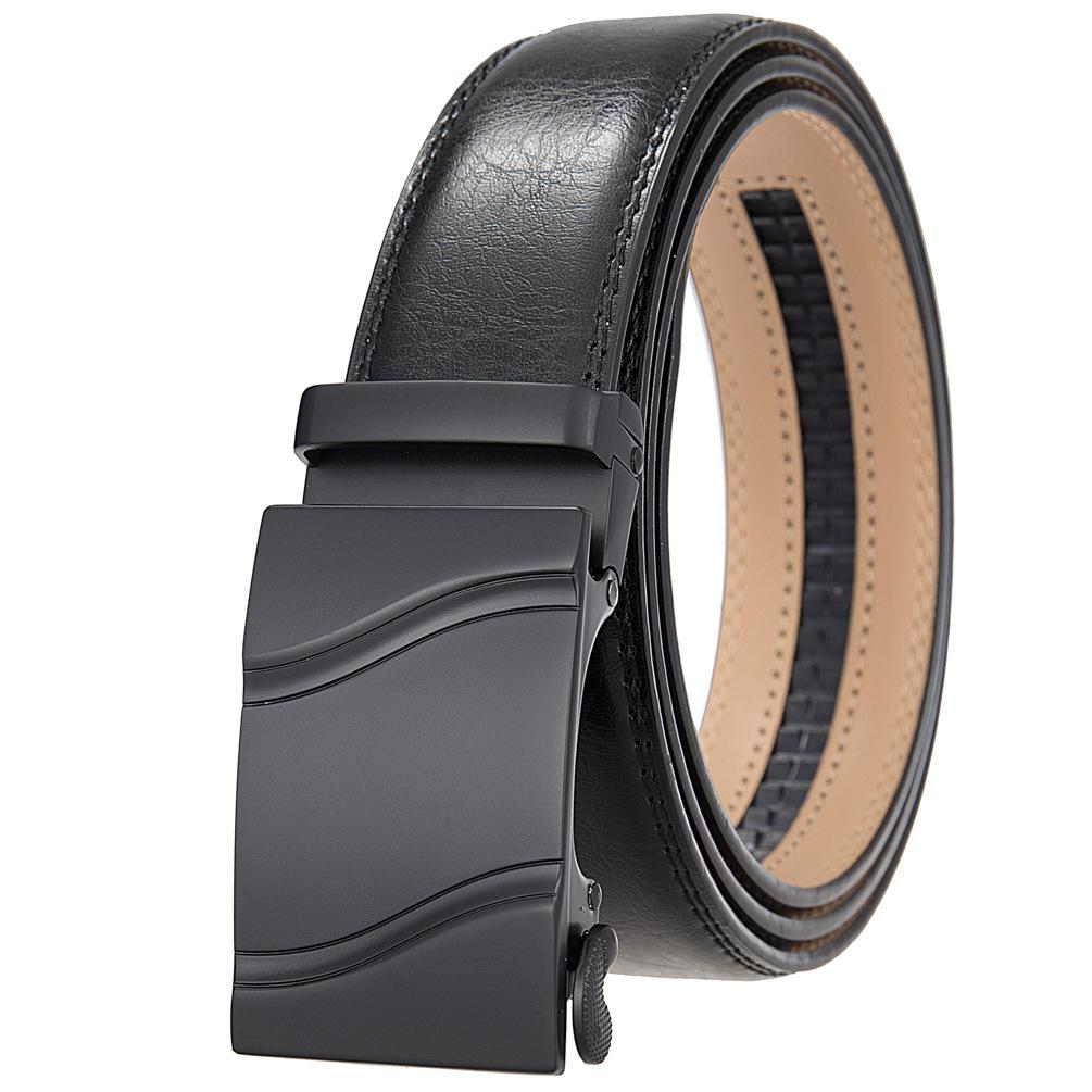 1Pcs Fashion Automatic Buckle Belt, Korean Version Of Men'S Belt, Two-Layer Cowhide Ly36-31703-1