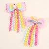 2Pcs Sweet Dessert Hair Clip Tassel Ribbon Curly Bow Hairpin For Girls Ponytail Barrette Children School Headdress Accessories