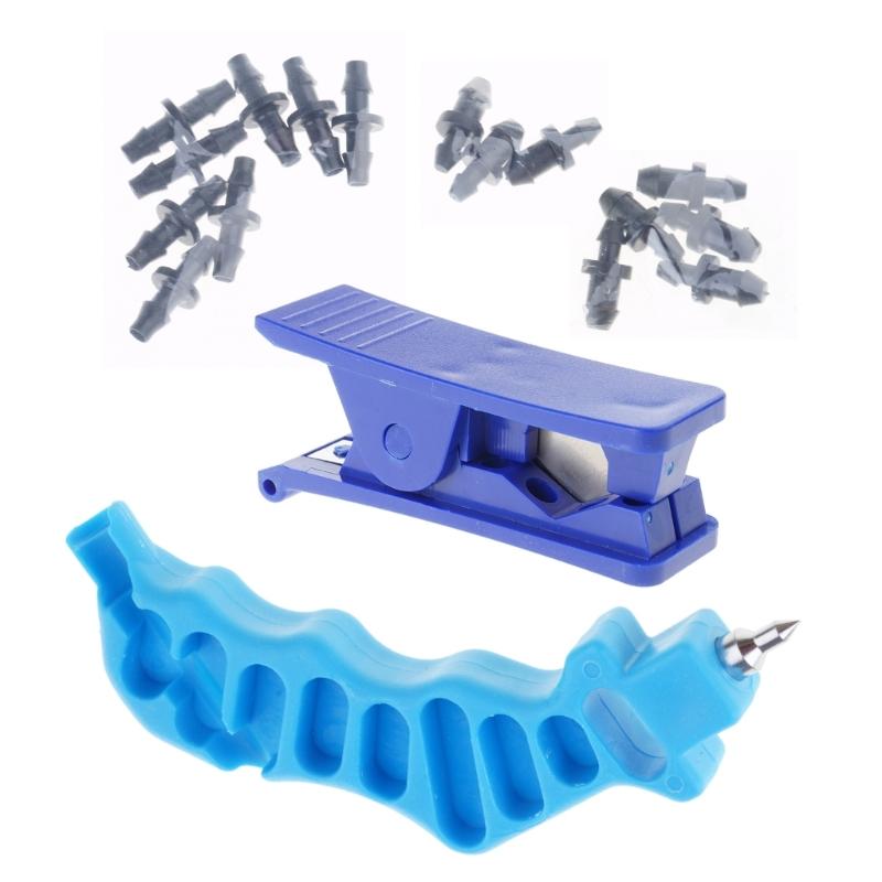 

2 In 1 Hole Puncher And Pipe Cutter With 16pcs Drip Irrigation Plugs Pipe and Emitters Insertion 1