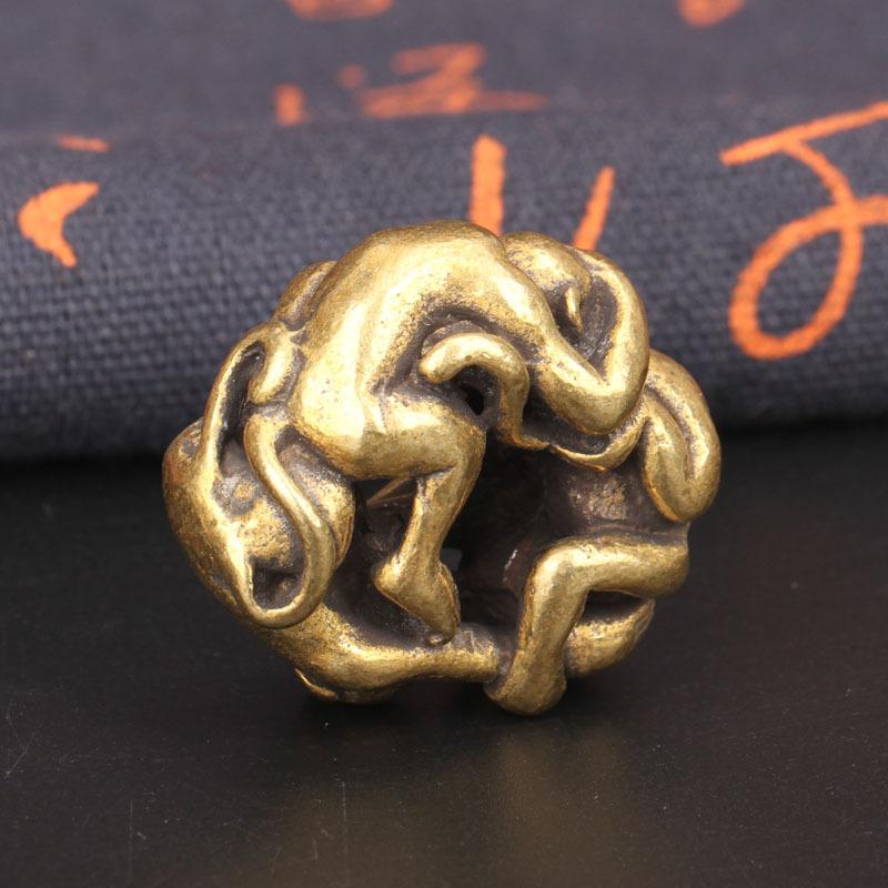 Vintage Brass Funny Three Monkeys Ornaments No See No Listen No Say Monkey Figurines Desktop Decorations Key Chain Pendants Accessories