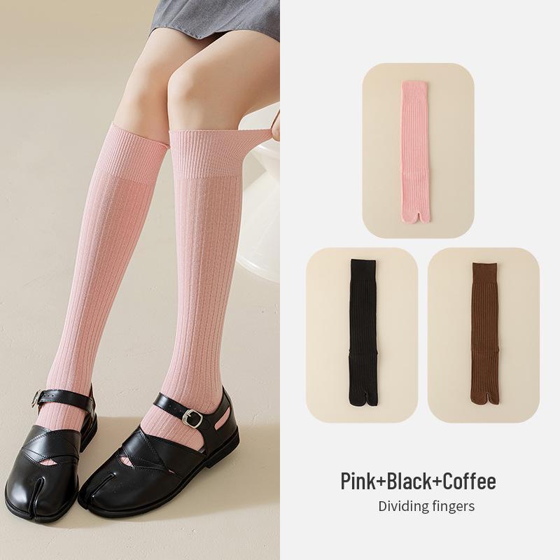 Women's Split Toe Over Knee Slimming Socks - Spring Autumn Cotton Two Toe Long Socks