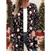 Women's Cute Christmas Santa Cane Print Cardigan, Long Sleeve Casual Holiday Outerwear,fashion christmas clothes ,leisure christmas outfit