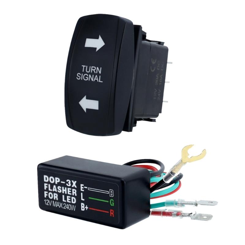 Turn Signal Switch with Flasher Relays Kit ON Off ON Rocker Switches for ATV Motorcycle Universal Motor Internal Switch