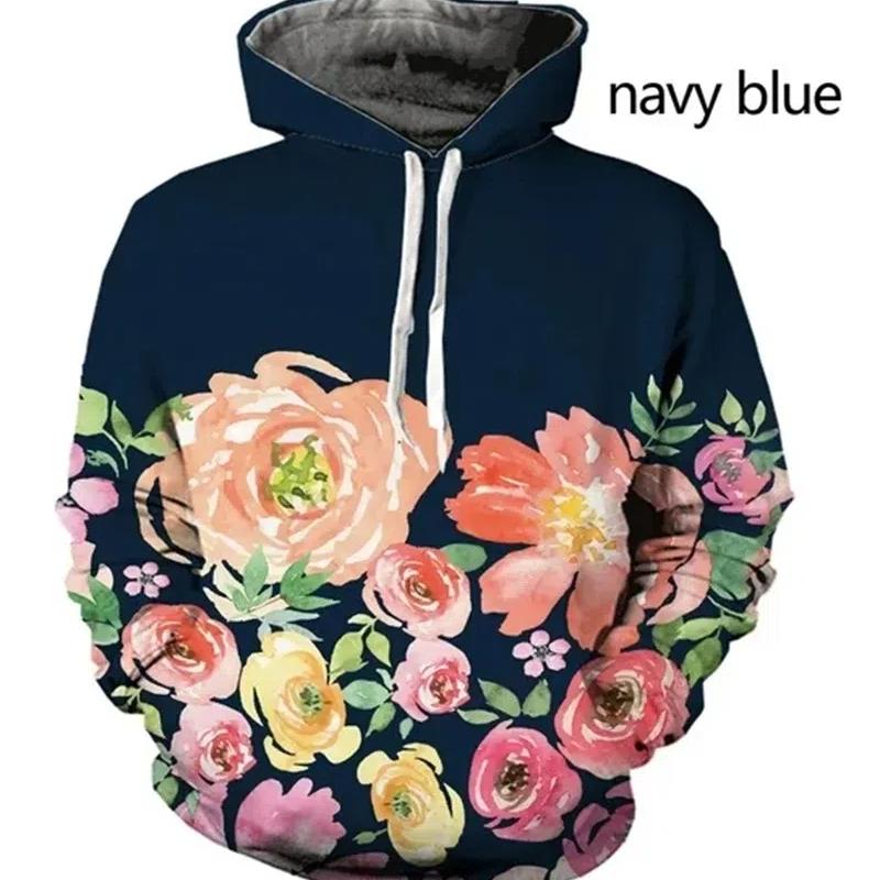 Barevné módní květiny Dámské mikiny Mikina 3D potisk Dámské ležérní párové mikiny s kapucí Dámské oblečení