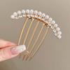 Korean White Pearl Crystal Hair Combs For Women Elegant Metal Pan Hair Insert Comb Ball Head Hairpin Hair Jewelry Accessories