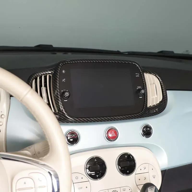 For Fiat 500 Abarth 595 695 2016-2024 ABS Carbon Fiber Car Center Control Air Outlet Frame Decorative Panel Interior Accessories