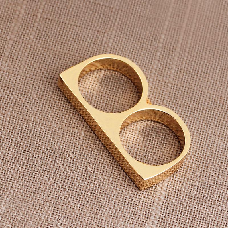 Hip Hop Punk Stainless Steel Brass Knuckles Ring for Women/Men Two Fingers Personality Fashion Jewelry