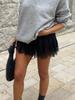 High-Waisted Pleated Lace Mini Skirt - Retro Streetwear Club Style for Women