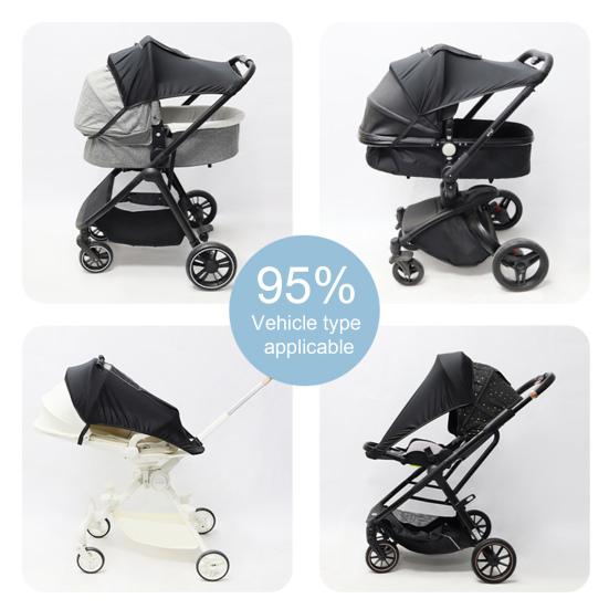 Stroller Sun Shade UV Protection Foldable Wind Dust Cover for Baby Strollers Adjustable Rain Cover for Car Seats Prams