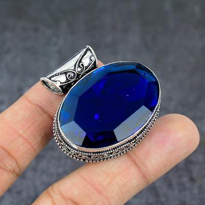 Prírodný London Blue Topaz 925 Rýdzeho Striebra Šperk Prívesok 1,58" o2Y08