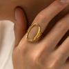316L Stainless Steel Geometric Oval Rings for Women Men Punk Irregular Textured Open Ring High-Quality Waterproof Jewelry Gift