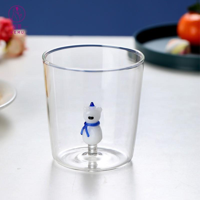 Tredimensionell Djur Tecknad Form Jul Glas Kopp Juice Kall Dryck