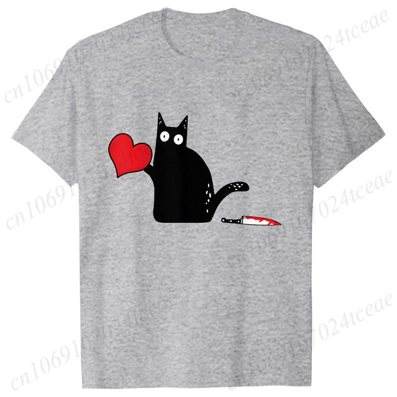 Black Cat with Knift Tee Shirt, Love Couples T Shirts, Couple Shirts, Best Couple Shirts, Lovers Shirt, Black Cat Hearts Outfits