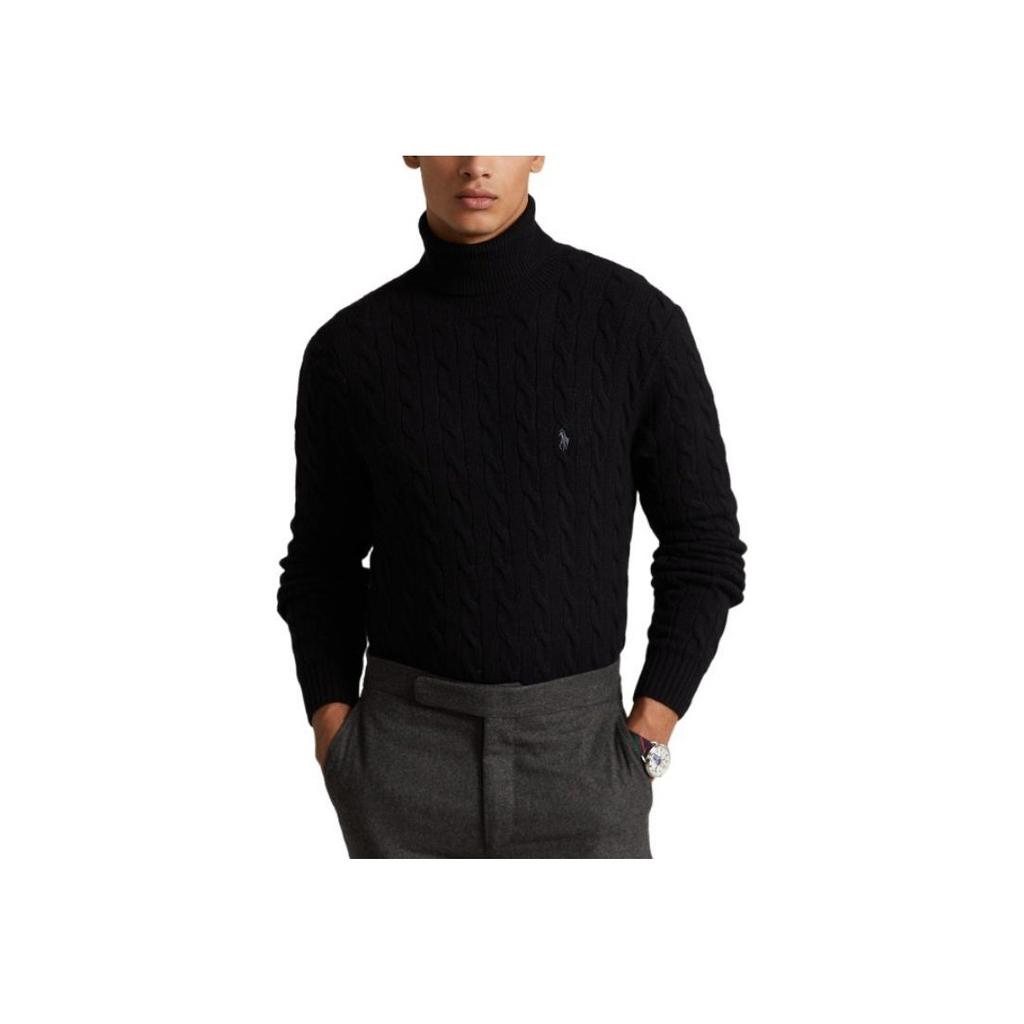 Polo Ralph Lauren Cable Knit Turtleneck Pullover Sweater Men Sweater Black MNPOSWE16821711-001