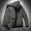 Jackets for Men with Hood Autumn Winter Cotton Padded Jacket Men Fashion Clothing Rhombus Texture Casual Parkas Plus