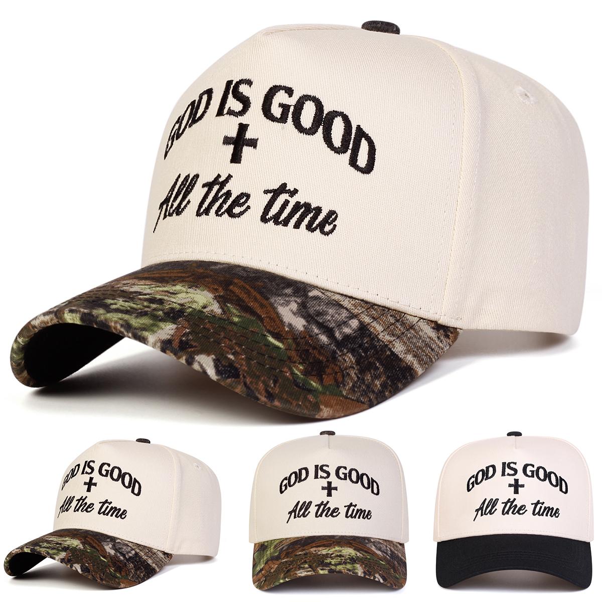 Yiran Bag Women's Black/Beige Unisex God Is Good Letter Embroidery Baseball Caps Spring Autumn Outdoor Adjustable Casual Hats Sunscreen Hat Sports Cap