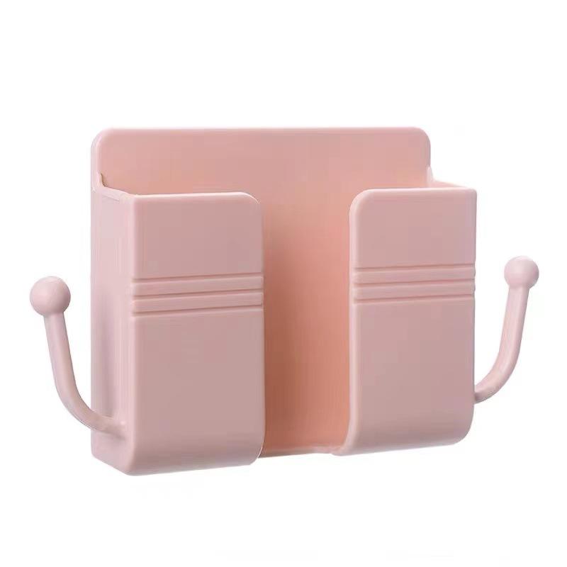 2Pcs Home Creativity Wall Mounted Organizer Storage Box Remote Control Mounted Mobile Phone Plug Wall Holder Charging Multifunction Holder Stand