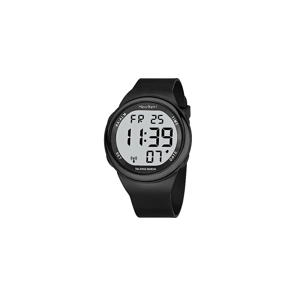 Hearkent Digital Voice Watch Large Display Time Date Announcement Suitable for Visually Impaired and Seniors Black