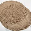 Nordic Style Washable Round Table Mat With Hollow Floral Pattern For Home Dining Decor