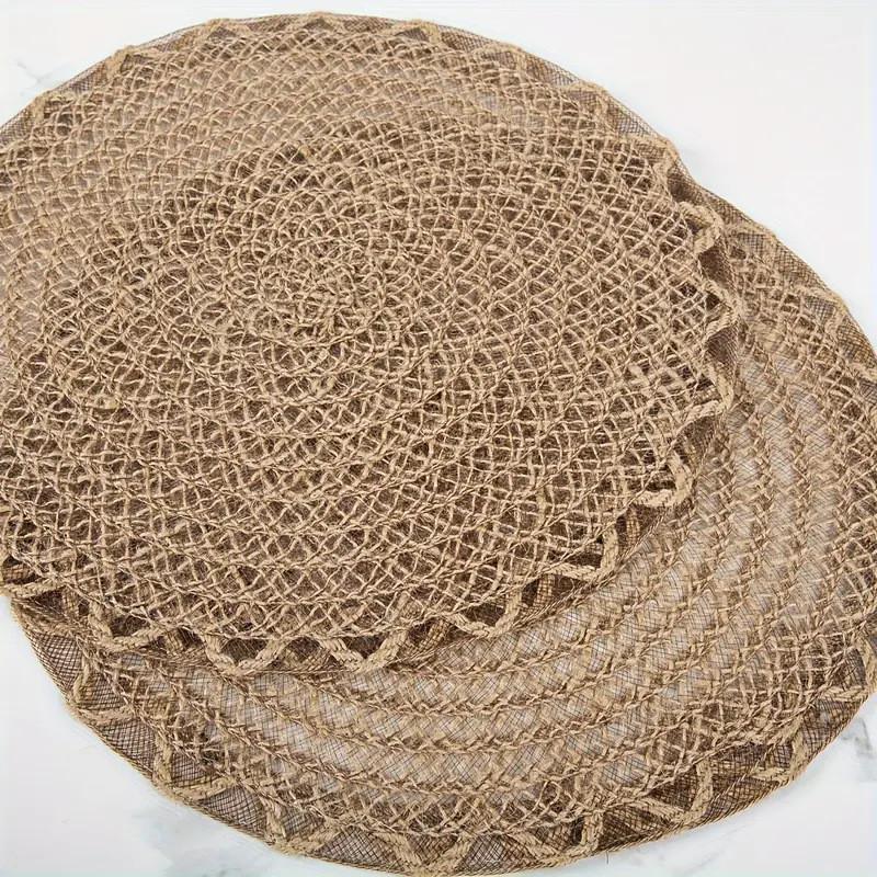 Nordic Style Washable Round Table Mat With Hollow Floral Pattern For Home Dining Decor
