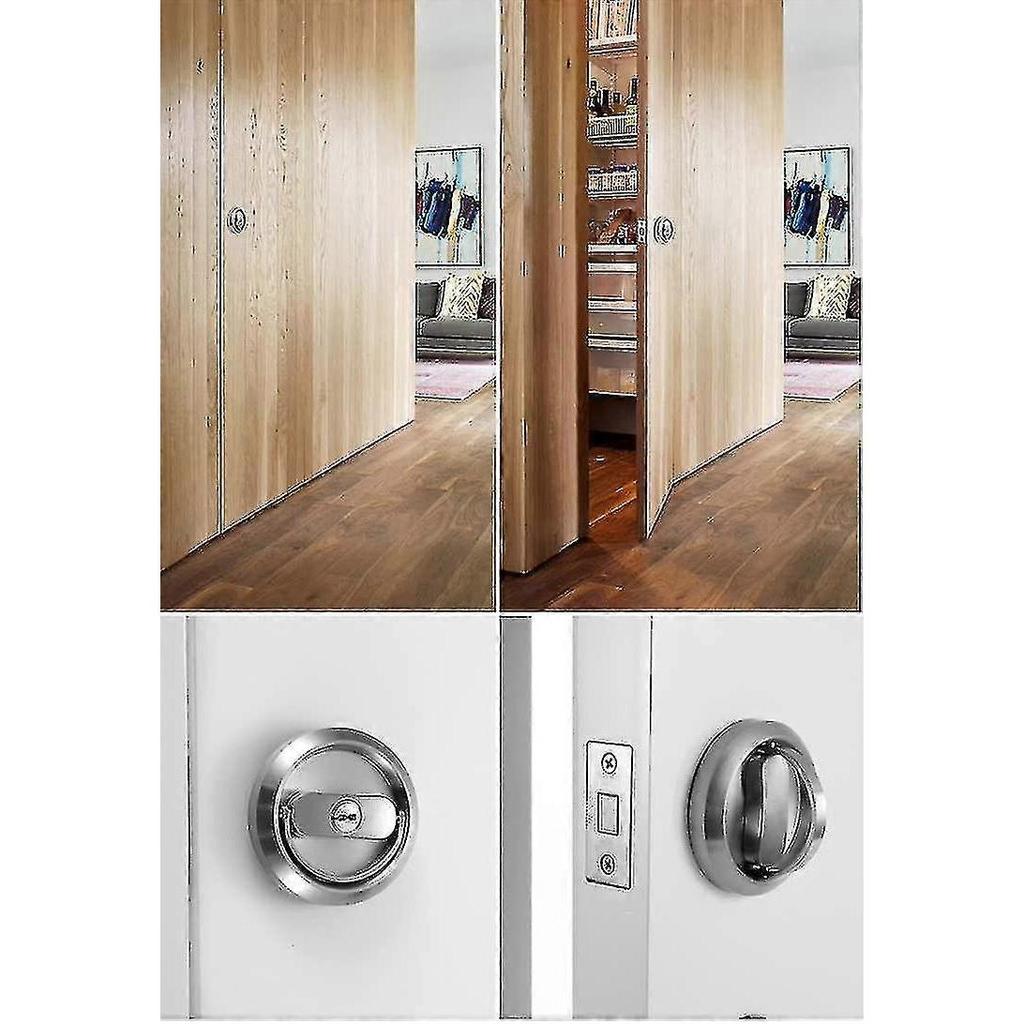 Round Pocket Door Lock, With 3 Keys, 304 Stainless Steel, For Bedroom, Kitchen, Bathroom, Laundry Room - RIpj