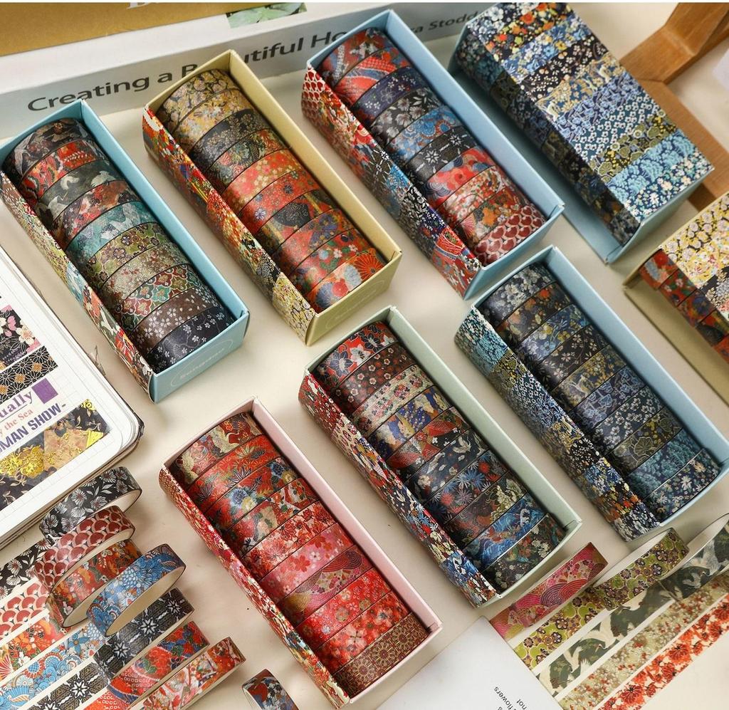 10 Rollen Kyoto Ukiyo-e Washi Tape Set Japanische Traditionelle Kunst Retro Welle Floralmuster Masking Tape für Tagebuch Album