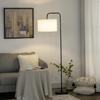 Floor Lamp with Foot Switch, Floor Light with Fabric Shade, Steel, White