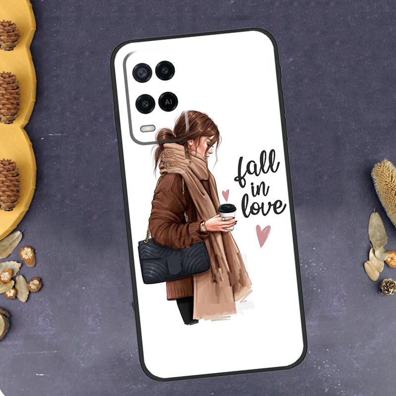 Princess Female Boss Coffee Phone Case For Oppo A94 A74 A54 A15 A18 A38 A58 A78 A98 A40 A60 A80 A16 A76 A96 A57S A17 A77