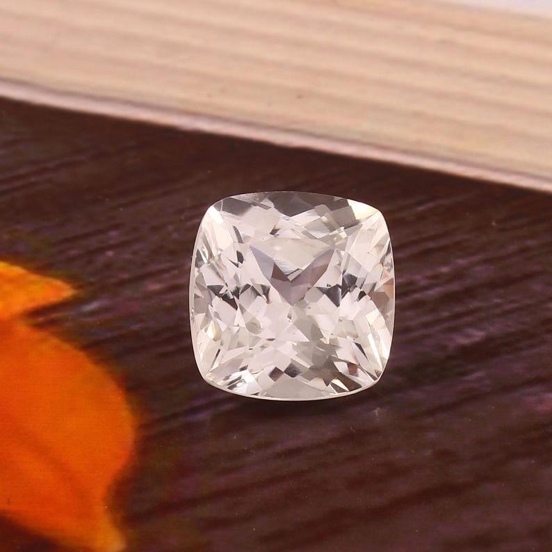 AAA Flawless 17x17mm Heated Ceylon White Sapphire Cushion Cut Loose Gemstone