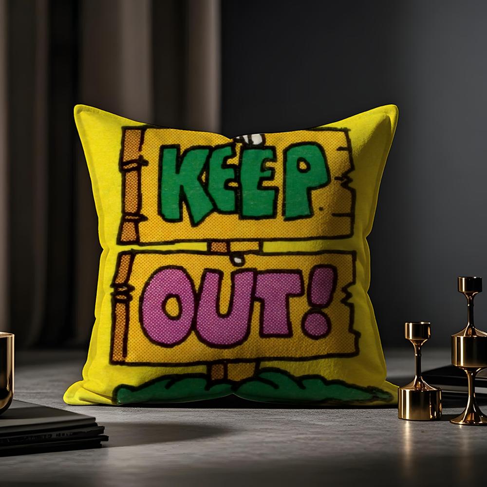Cute StampIllustration Cushion Cover Anti-dustmite Pillowcase Invisible Zipper Silky Short Plush Sofa Cushion Cover
