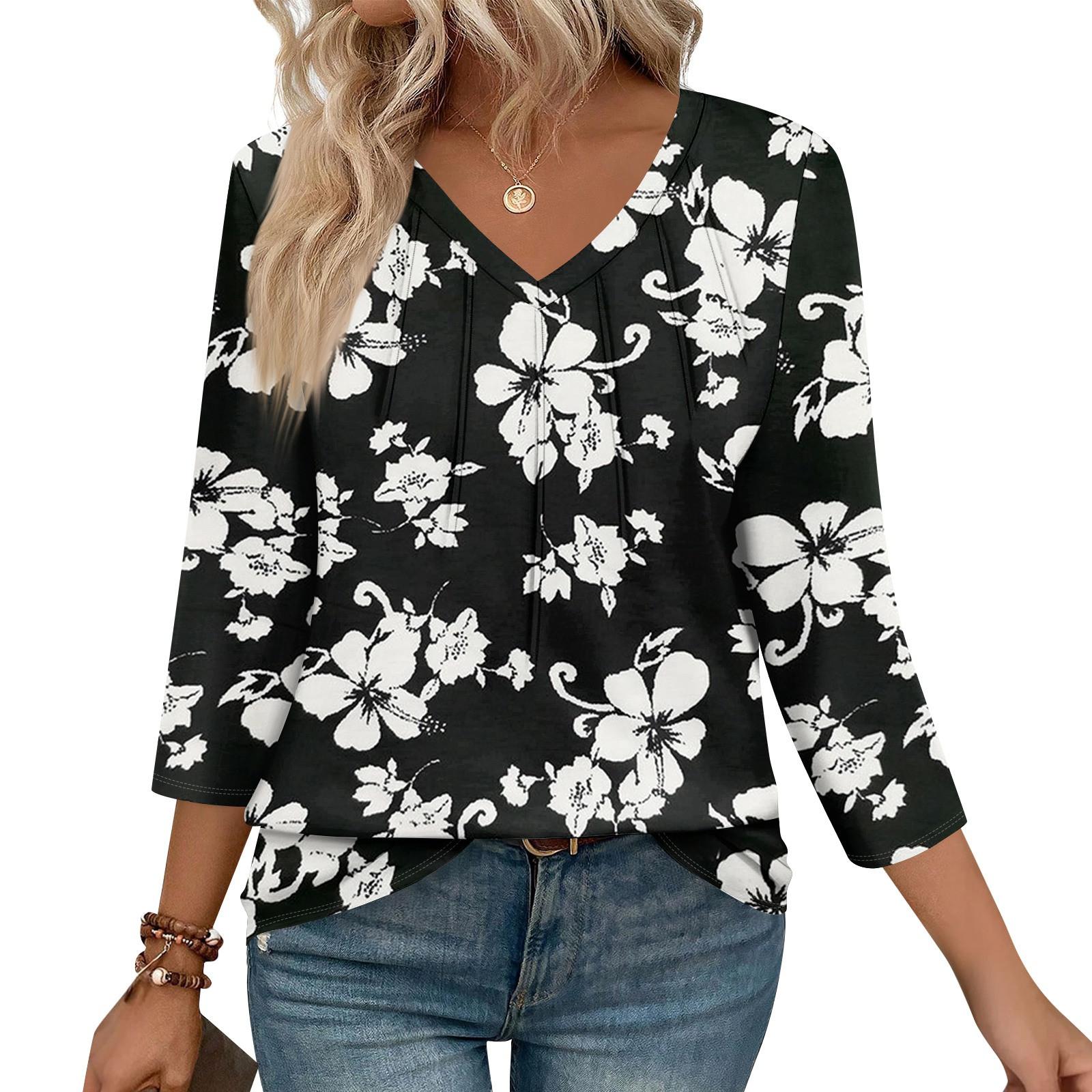 

Женские повседневные топы с V-образным вырезом, пуловеры, полосатые принты, топы с рукавами семь восьмых L