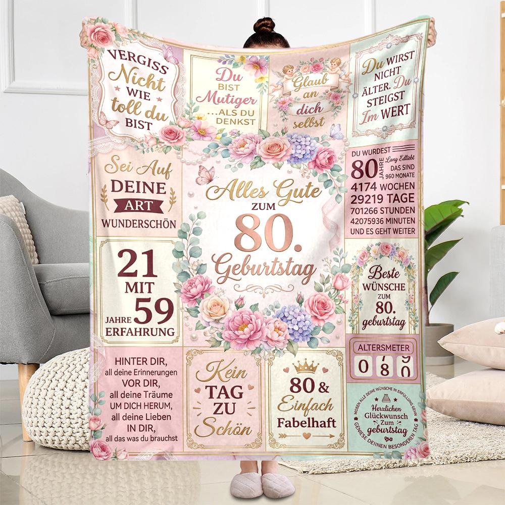 Celebrating 80 Years Of Excellence Flannel Blanket-Soft and Suitable for Sofas,Beds,Offices,Travel,All Seasons,Great Gift for Holidays and Birthdays.