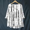 Women's Fashionable And Casual Shirt Long-sleeved V-neck Print Cotton And Linen Blouse
