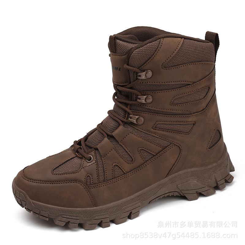 Large size high top non-slip and wear-resistant outdoor hiking and cross-country hiking boots comfortable desert training boots military boots