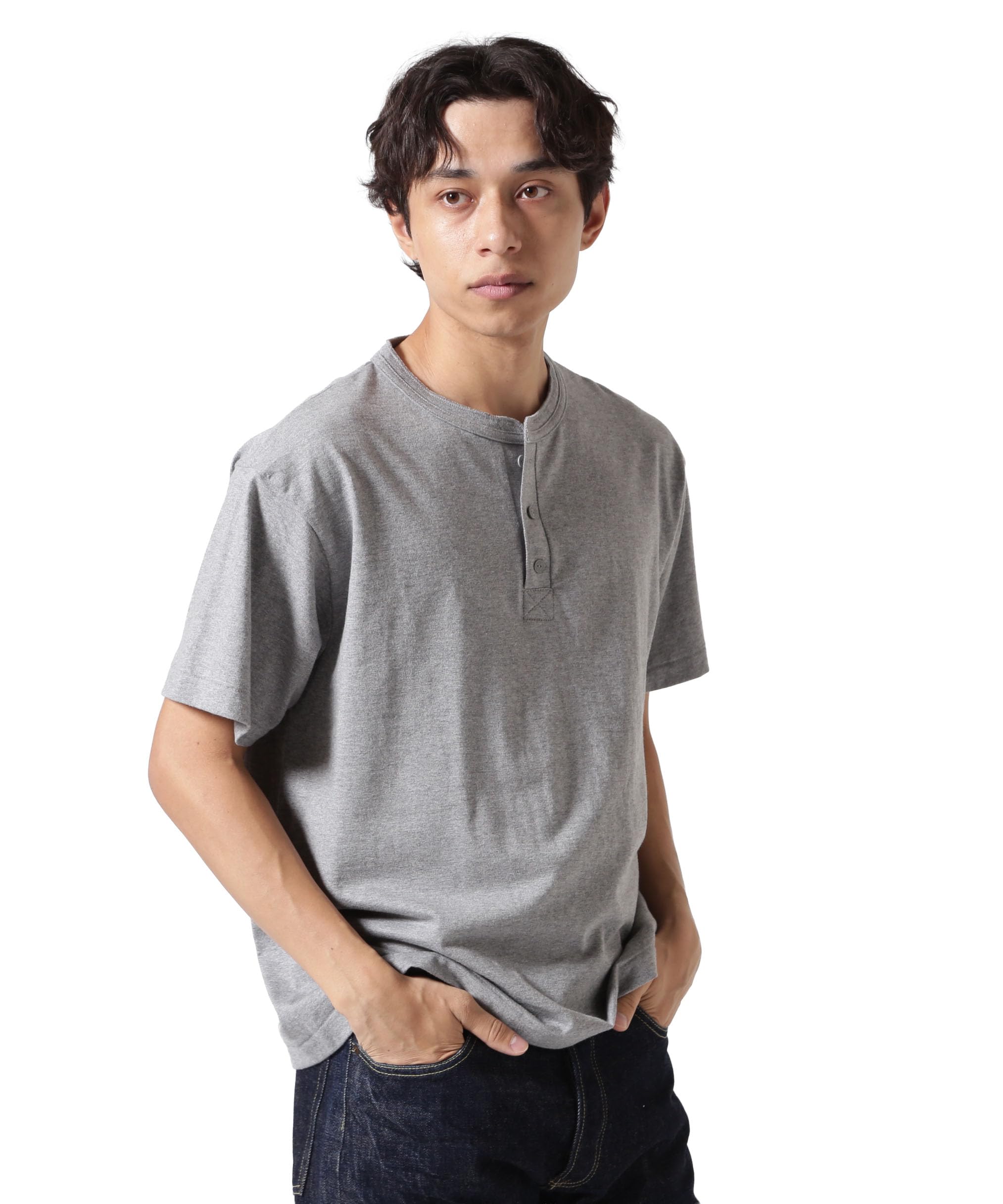 Avirex HENLY NECK PACK Short Sleeve Size T-SHIRT, Men s T-Shirt, L, Gray, 020, 783-5934019