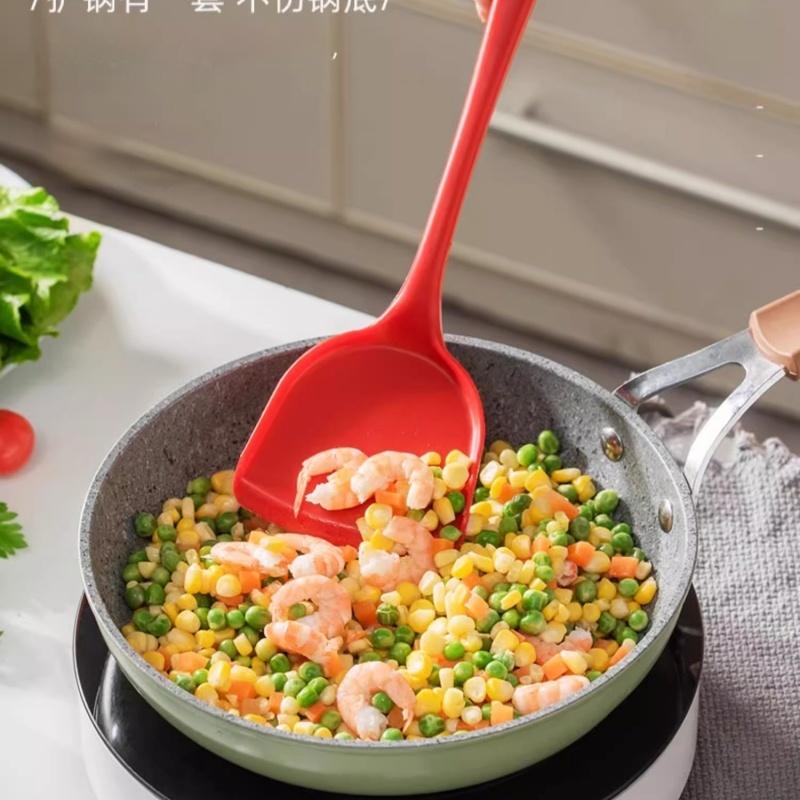 Set di Utensili da Cucina in Silicone per Alimenti Resistenti al Calore Utensili da Cucina Stoviglie Cucchiaio Spatola Cucchiaio Forato Spatola per Friggere