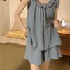 Pajama Women's Summer Minimalist Suspender Thin Ruffled Edge Home Suit Two-piece Set